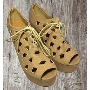 Shiekh beige suede‎ wedge heels. Size 8